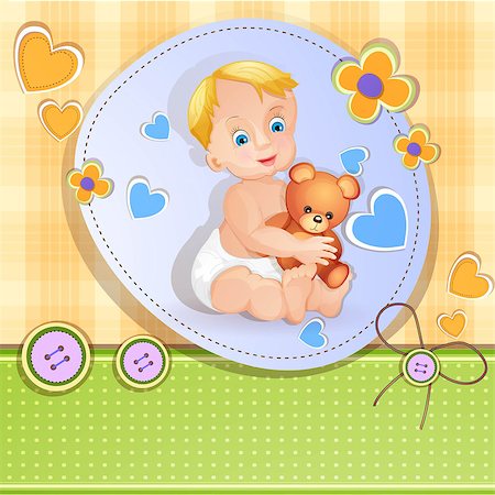 Baby shower card with cute baby boy Stock Photo - Budget Royalty-Free & Subscription, Code: 400-06850302