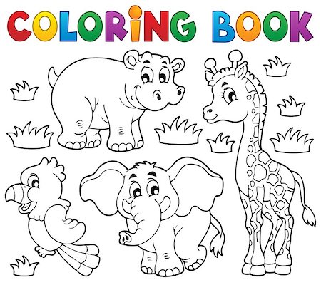 simsearch:400-04356354,k - Coloring book African fauna 1 - eps10 vector illustration. Foto de stock - Super Valor sin royalties y Suscripción, Código: 400-06850431