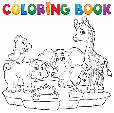 simsearch:400-06519489,k - Coloring book African fauna 2 - eps10 vector illustration. Stock Photo - Budget Royalty-Free & Subscription, Code: 400-06850432