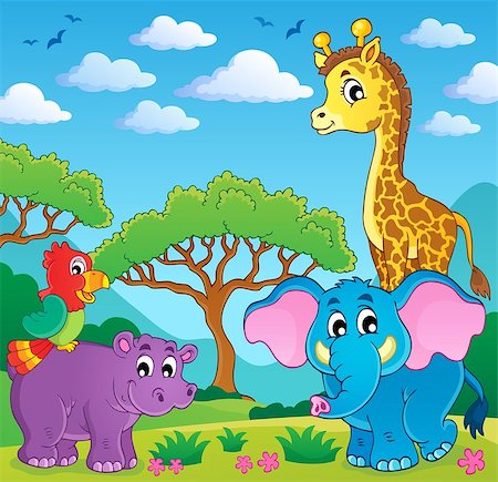 simsearch:400-06850445,k - Cute African animals theme image 5 - eps10 vector illustration. Stock Photo - Budget Royalty-Free & Subscription, Code: 400-06850446