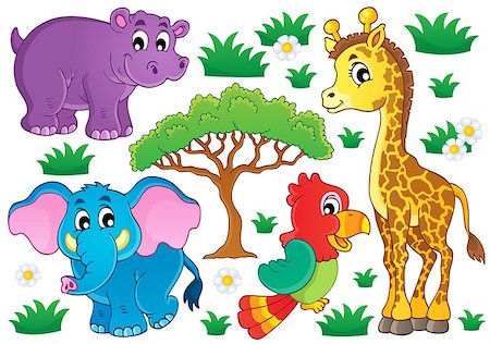 simsearch:400-06850445,k - Cute African animals collection 1 - eps10 vector illustration. Stock Photo - Budget Royalty-Free & Subscription, Code: 400-06850441