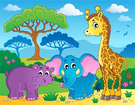 simsearch:400-06850445,k - Cute African animals theme image 1 - eps10 vector illustration. Stock Photo - Budget Royalty-Free & Subscription, Code: 400-06850442