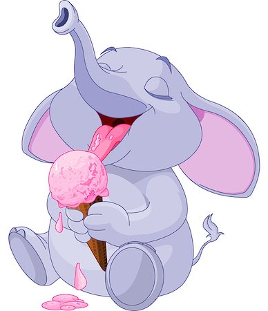 Cute baby elephant eating ice cream Stock Photo - Budget Royalty-Free & Subscription, Code: 400-06850519