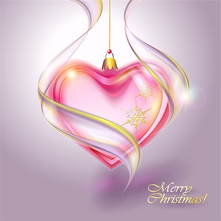 simsearch:400-05307881,k - Transparent red Christmas Ball heart shaped Stock Photo - Budget Royalty-Free & Subscription, Code: 400-06850571