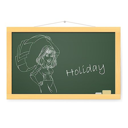 simsearch:400-04204809,k - Blackboard with business woman and Holiday.  Illustration on white Stock Photo - Budget Royalty-Free & Subscription, Code: 400-06850636