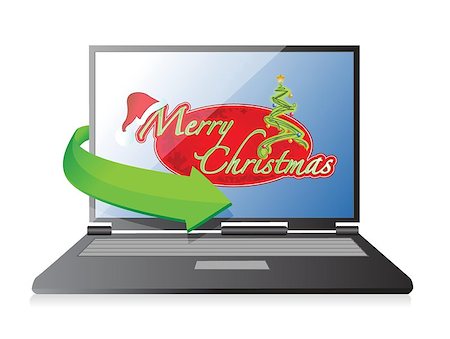 simsearch:400-04725569,k - laptop computer - Christmas illustration design over white Stock Photo - Budget Royalty-Free & Subscription, Code: 400-06850659