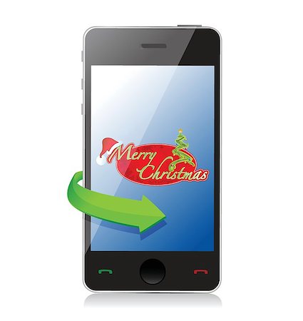 simsearch:400-04725569,k - Mobile Phone - Christmas illustration design over white Stock Photo - Budget Royalty-Free & Subscription, Code: 400-06850660