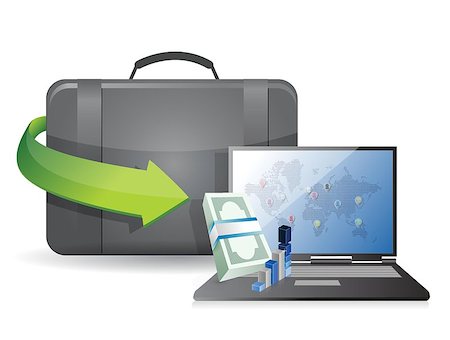 business laptop and suitcase illustration design over a white background Stock Photo - Budget Royalty-Free & Subscription, Code: 400-06850725