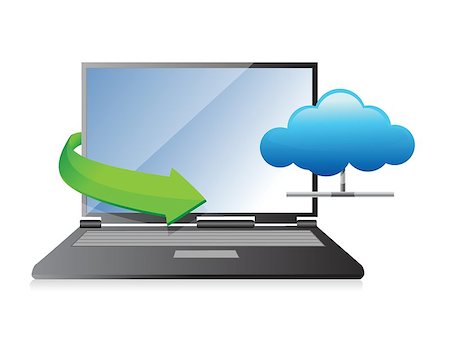 simsearch:400-08402695,k - laptop showing a cloud as concept of cloud computing graphic design Stock Photo - Budget Royalty-Free & Subscription, Code: 400-06850795