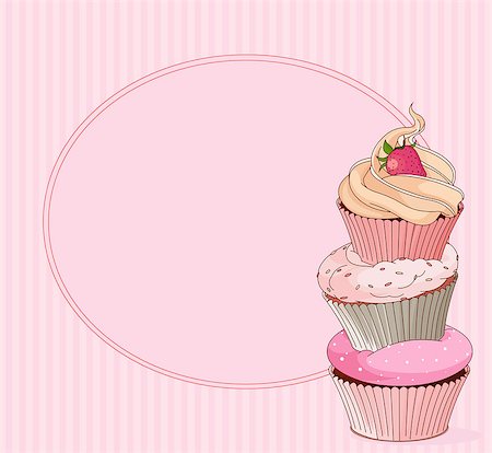 Cupcake card with place for text Stock Photo - Budget Royalty-Free & Subscription, Code: 400-06851215