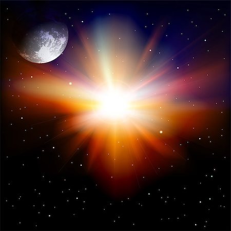 abstract space background with moon and stars Stockbilder - Microstock & Abonnement, Bildnummer: 400-06851231