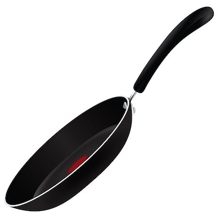 Black Non-Stick Frying Pan. Vector illustration. Stock Photo - Budget Royalty-Free & Subscription, Code: 400-06851296