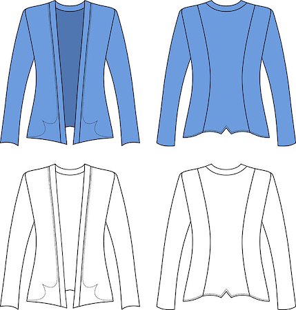 simsearch:400-06848821,k - Template outline illustration of a blank cardigan isolated on white background Stock Photo - Budget Royalty-Free & Subscription, Code: 400-06851337