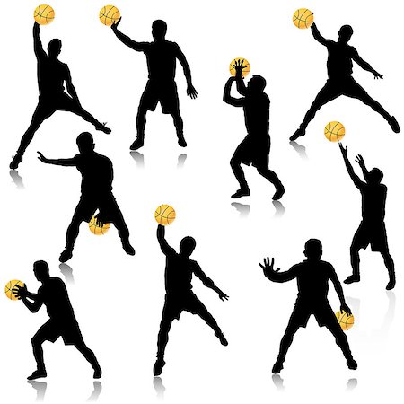 Basketball man in action silhouette set Stock Photo - Budget Royalty-Free & Subscription, Code: 400-06851350