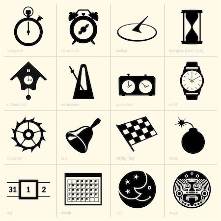 pictograms cogs - Set of time object icons Stock Photo - Budget Royalty-Free & Subscription, Code: 400-06851364