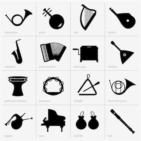 Set of musical instrument icons Stock Photo - Budget Royalty-Free & Subscription, Code: 400-06851367