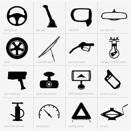 Set of car object icons Stock Photo - Budget Royalty-Free & Subscription, Code: 400-06851371