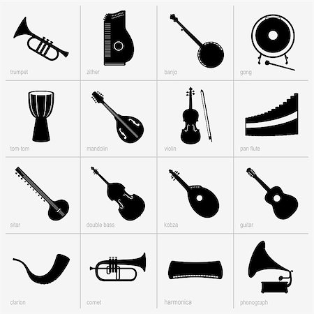 simsearch:400-08706797,k - Set of musical instrument icons (part 2) Photographie de stock - Aubaine LD & Abonnement, Code: 400-06851386