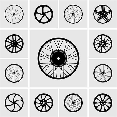 Set of wheel icons Stock Photo - Budget Royalty-Free & Subscription, Code: 400-06851407