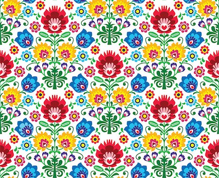 floral tattoo - Repetitive background - polish folk art pattern Foto de stock - Super Valor sin royalties y Suscripción, Código: 400-06851438