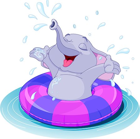 elephant illustration - Summer fun elephant swimming Stock Photo - Budget Royalty-Free & Subscription, Code: 400-06851610