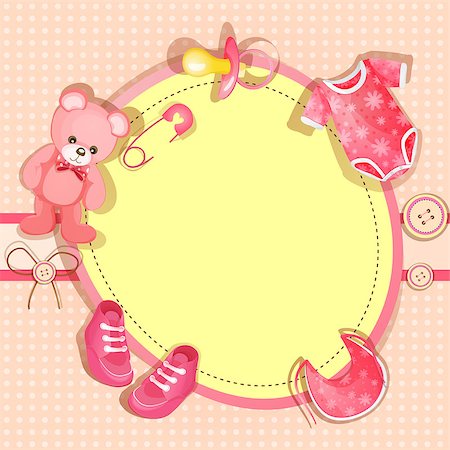 Pink baby shower card Stock Photo - Budget Royalty-Free & Subscription, Code: 400-06851686