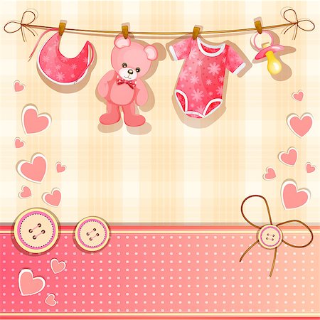 Pink baby shower card Stock Photo - Budget Royalty-Free & Subscription, Code: 400-06851683