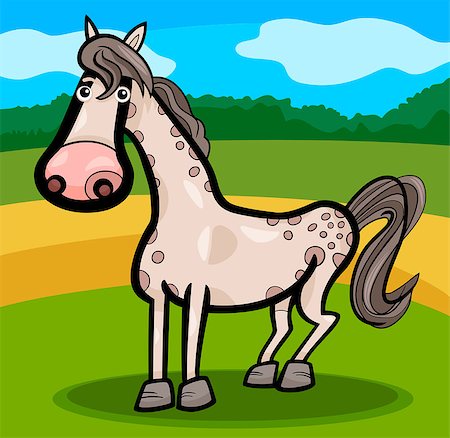 simsearch:400-09050259,k - Cartoon Illustration of Cute Horse Livestock Animal on the Farm Foto de stock - Royalty-Free Super Valor e Assinatura, Número: 400-06851697