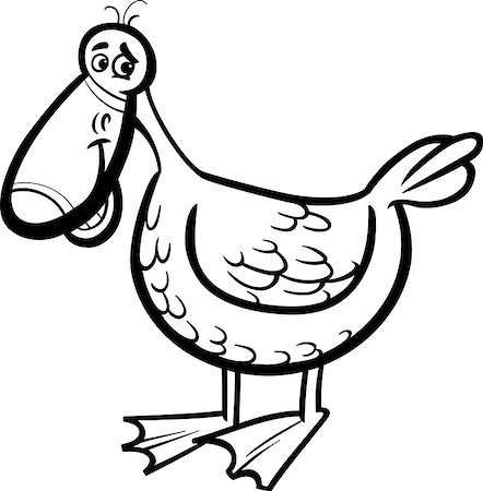 simsearch:400-08917115,k - Black and White Cartoon Illustration of Funny Duck Farm Bird Character for Coloring Book Stock Photo - Budget Royalty-Free & Subscription, Code: 400-06851707