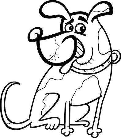 sitting colouring cartoon - Black and White Cartoon Illustration of Funny Sitting Spotted Dog Character for Coloring Book Stock Photo - Budget Royalty-Free & Subscription, Code: 400-06851717