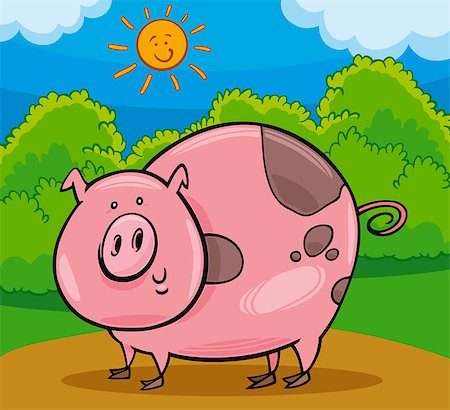 simsearch:400-09050259,k - Cartoon Illustration of Happy Pig Farm Livestock Animal Foto de stock - Royalty-Free Super Valor e Assinatura, Número: 400-06851718