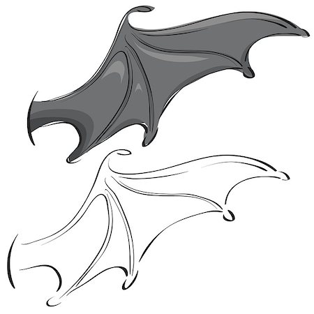 pzromashka (artist) - bat wings. Sketch and painted. Set for design Stock Photo - Budget Royalty-Free & Subscription, Code: 400-06852040