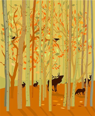 simsearch:400-06852043,k - Forest Animals in Autumn Fotografie stock - Microstock e Abbonamento, Codice: 400-06852043