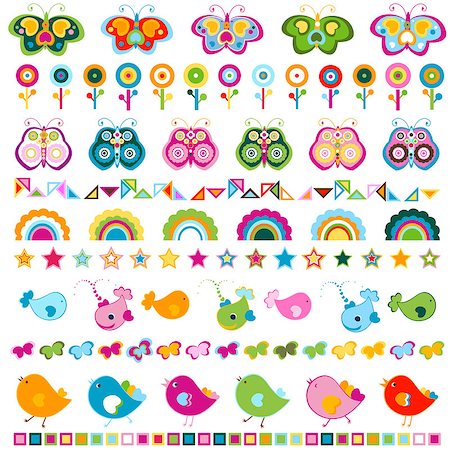 simsearch:400-06852125,k - birds, butterflies, flowers etc borders, cute  colorful elements Foto de stock - Super Valor sin royalties y Suscripción, Código: 400-06852106