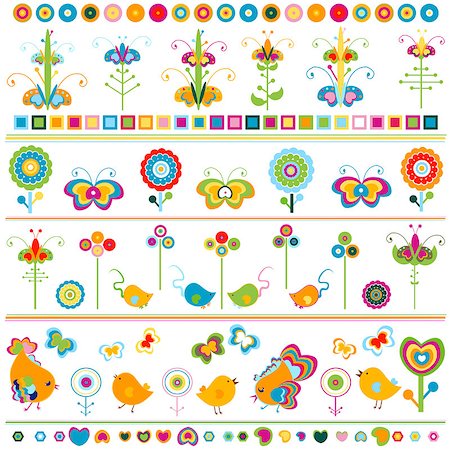 simsearch:400-05913273,k - birds, butterflies, flowers etc borders, cute  colorful elements Fotografie stock - Microstock e Abbonamento, Codice: 400-06852107