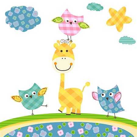 simsearch:400-05913273,k - cute happy owls & giraffe Fotografie stock - Microstock e Abbonamento, Codice: 400-06852142