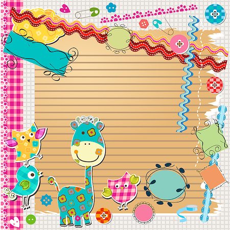 scrapbook kit with cute elements Stock Photo - Budget Royalty-Free & Subscription, Code: 400-06852157