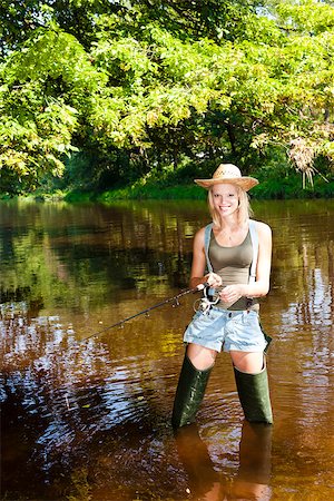 simsearch:400-06852239,k - woman fishing in Jizera river, Czech Republic Photographie de stock - Aubaine LD & Abonnement, Code: 400-06852238