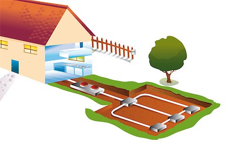 sewer - house with a pipe for underground geothermal heating and cooling Stock Photo - Budget Royalty-Free & Subscription, Code: 400-06852259