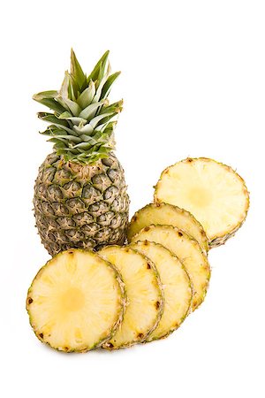 simsearch:400-06862060,k - Fresh fruit pineapple slices isolated on white background Foto de stock - Royalty-Free Super Valor e Assinatura, Número: 400-06852308