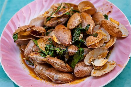 Clams fried with roasted chili paste Stock Photo - Budget Royalty-Free & Subscription, Code: 400-06852311
