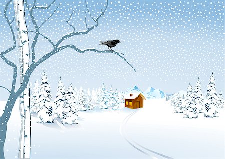 a cottage in the snow Photographie de stock - Aubaine LD & Abonnement, Code: 400-06852329