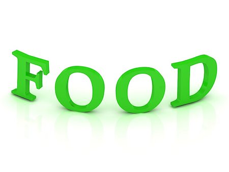 simsearch:400-06852377,k - FOOD sign with green letters on isolated white background Foto de stock - Super Valor sin royalties y Suscripción, Código: 400-06852377