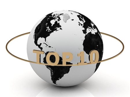 simsearch:400-07505952,k - TOP 10 of gold letters on the ring around the earth Foto de stock - Super Valor sin royalties y Suscripción, Código: 400-06852370