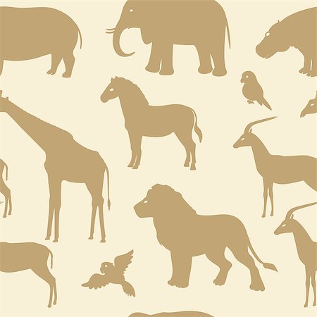 Seamless pattern with african animal silhouettes Stock Photo - Budget Royalty-Free & Subscription, Code: 400-06852433