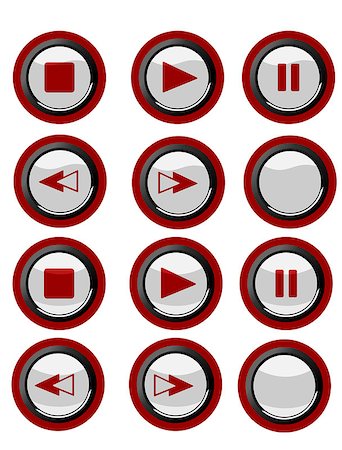 red media buttons in two different shapes of Stock Photo - Budget Royalty-Free & Subscription, Code: 400-06852464