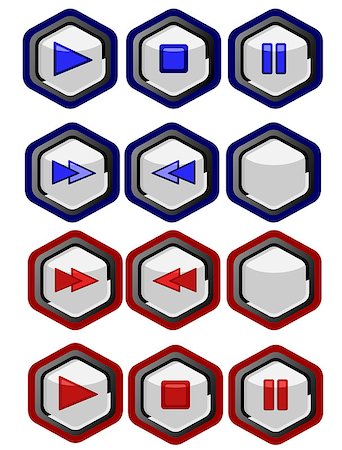 simsearch:400-07062516,k - blue and red buttons for multimedia playback Fotografie stock - Microstock e Abbonamento, Codice: 400-06852466