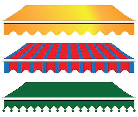 Sun Shade Awning in three versions. Vector illustration. Stock Photo - Budget Royalty-Free & Subscription, Code: 400-06852613