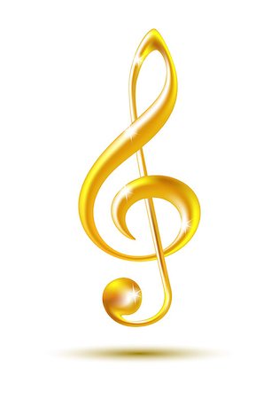 simsearch:400-06329491,k - Gold treble clef isolated on white background. Vector illustration Stock Photo - Budget Royalty-Free & Subscription, Code: 400-06853058