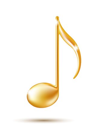Golden Music Note Sign. Music icon. Vector illustration Stock Photo - Budget Royalty-Free & Subscription, Code: 400-06853061